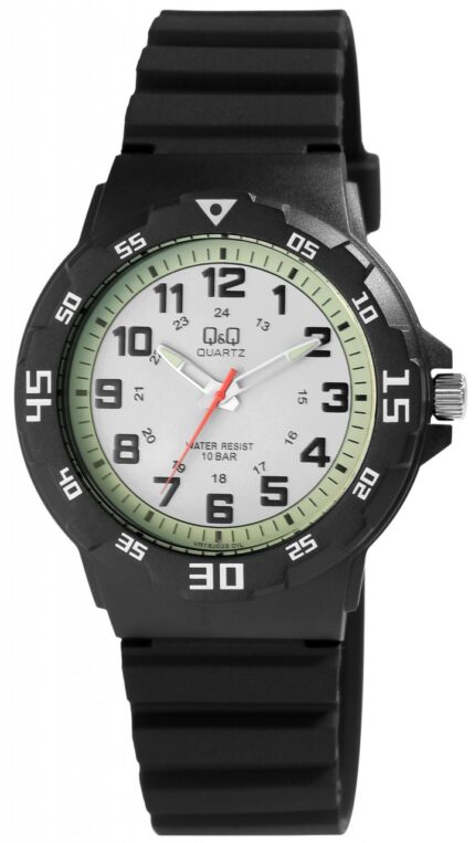 Q&Q Herrenuhr, Kunststoff, Silikonarmband, 10 Bar, Ø 43 mm