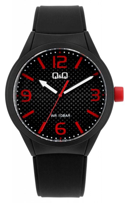 Q&Q Herrenuhr mit Silikonarmband, schwarz/rot
