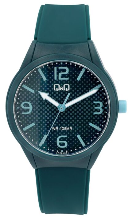 Q&Q Herrenuhr mit Silikonarmband, 10 ATM, petrolfarben