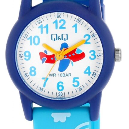 Q&Q Kinderuhr mit Silikonarmband, Flugzeug/ Heißluftballon, 10 Bar wasserdicht