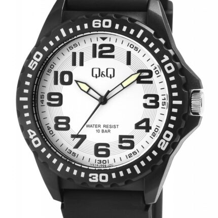 Q&Q Herrenuhr mit Silikonarmband, 10 bar, schwarz