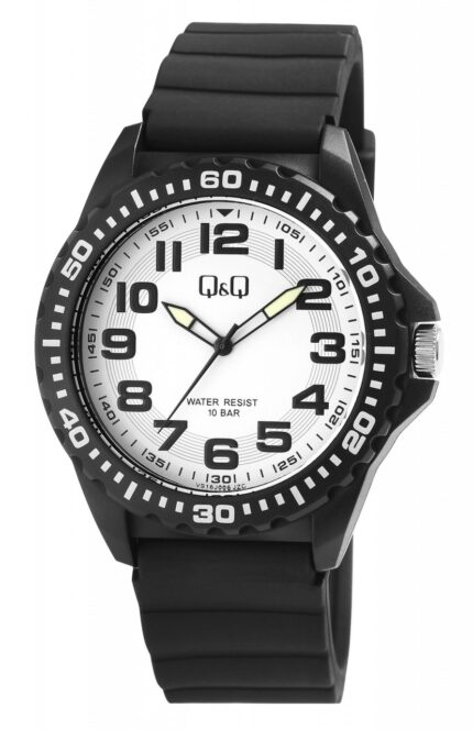 Q&Q Herrenuhr mit Silikonarmband, 10 bar, schwarz
