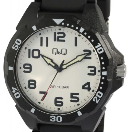 Q&Q Herrenuhr, Kunststoff, Silikonarmband, Superluminova, schwarz/ weiß, 10 A...