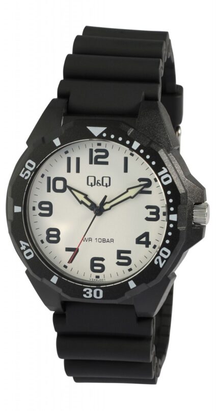 Q&Q Herrenuhr, Kunststoff, Silikonarmband, Superluminova, schwarz/ weiß, 10 A...