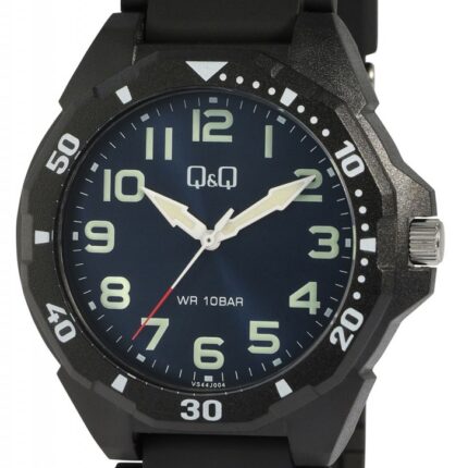 Q&Q Herrenuhr, Kunststoff, Silikonarmband, Superluminova, schwarz/dunkelblau,...