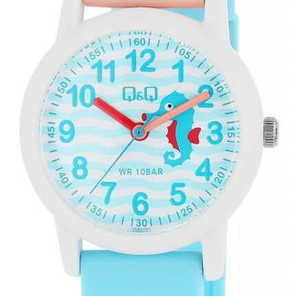 Q&Q Kinderuhr mit Silikonarmband, Seepferdchen, 10 ATM