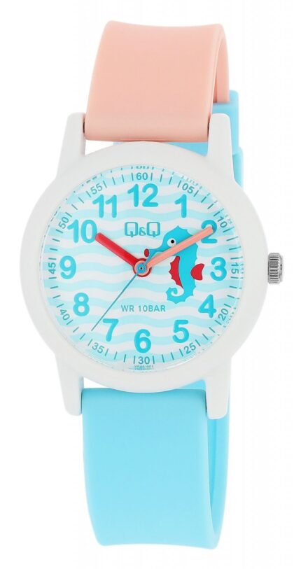 Q&Q Kinderuhr mit Silikonarmband, Seepferdchen, 10 ATM