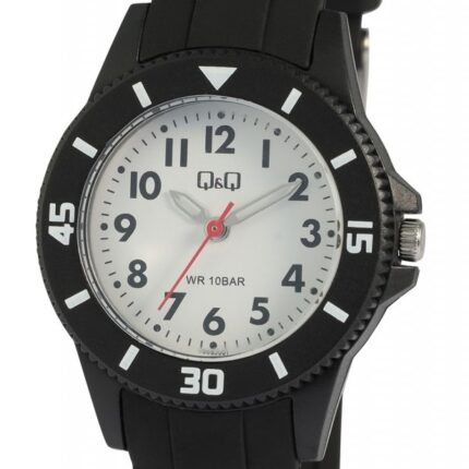 Q&Q Damenuhr mit Silikonarmband, 10 ATM, schwarz