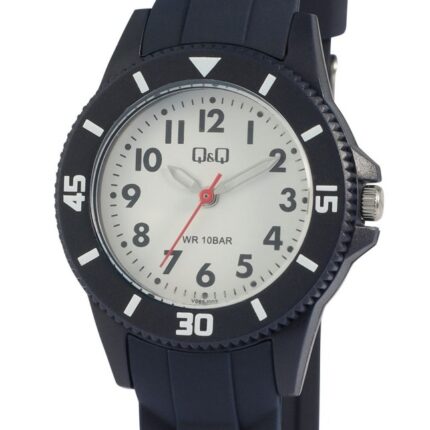 Q&Q Damenuhr mit Silikonarmband, 10 ATM, dunkelblau