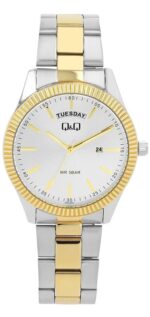 Q&Q Stainless Steel Band, Date & Week Display Watch 5ATM (Men's) A14A