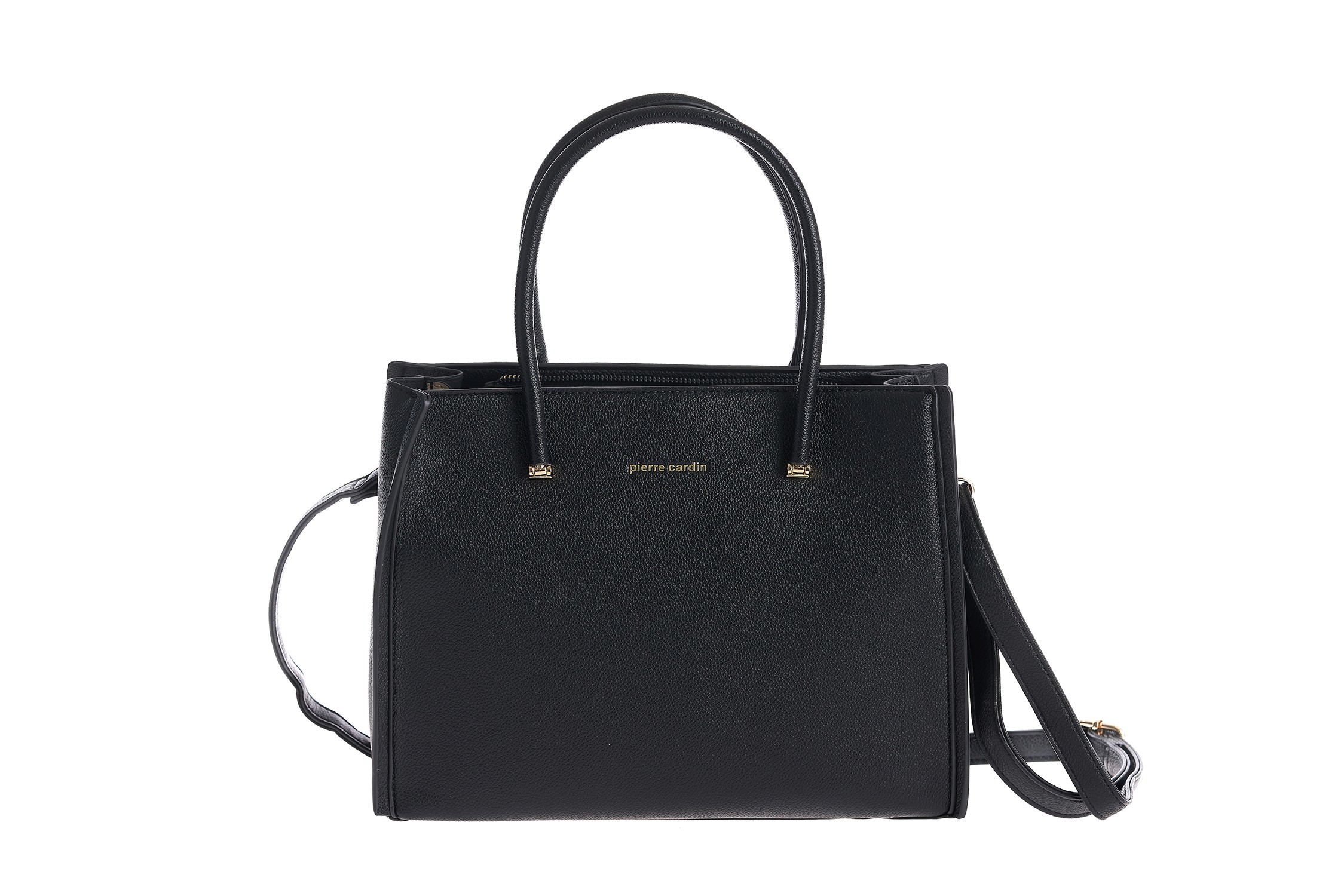 gn60-2574 BLACK PIERRE CARDIN ECO-LEATHER HANDBAG WITH SHOULDER STRAP - GN60 2574 - Image 1