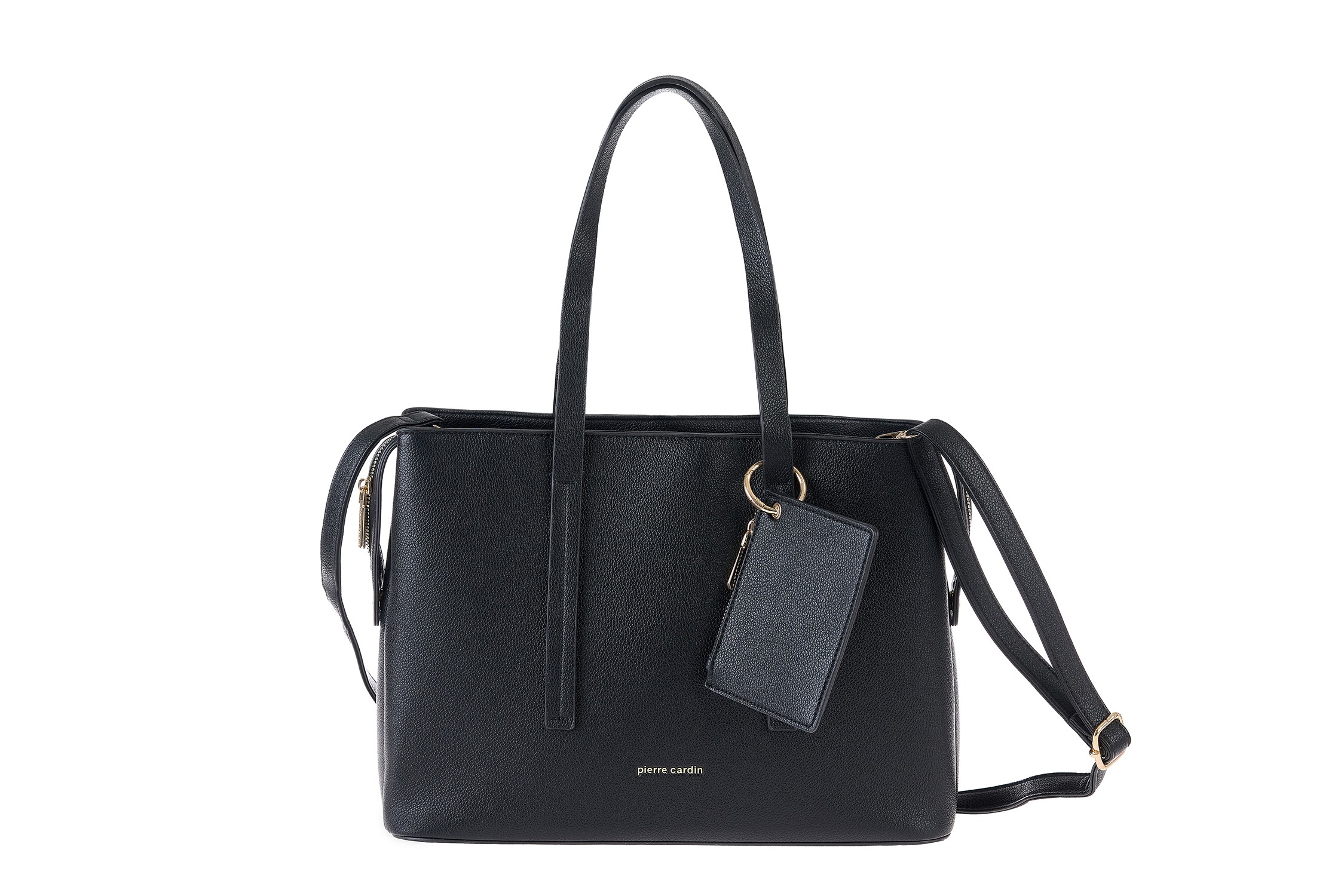 gn60-3472 black PIERRE CARDIN ECO-LEATHER HANDBAG WITH SHOULDER STRAP - GN60 3472 - Image 1