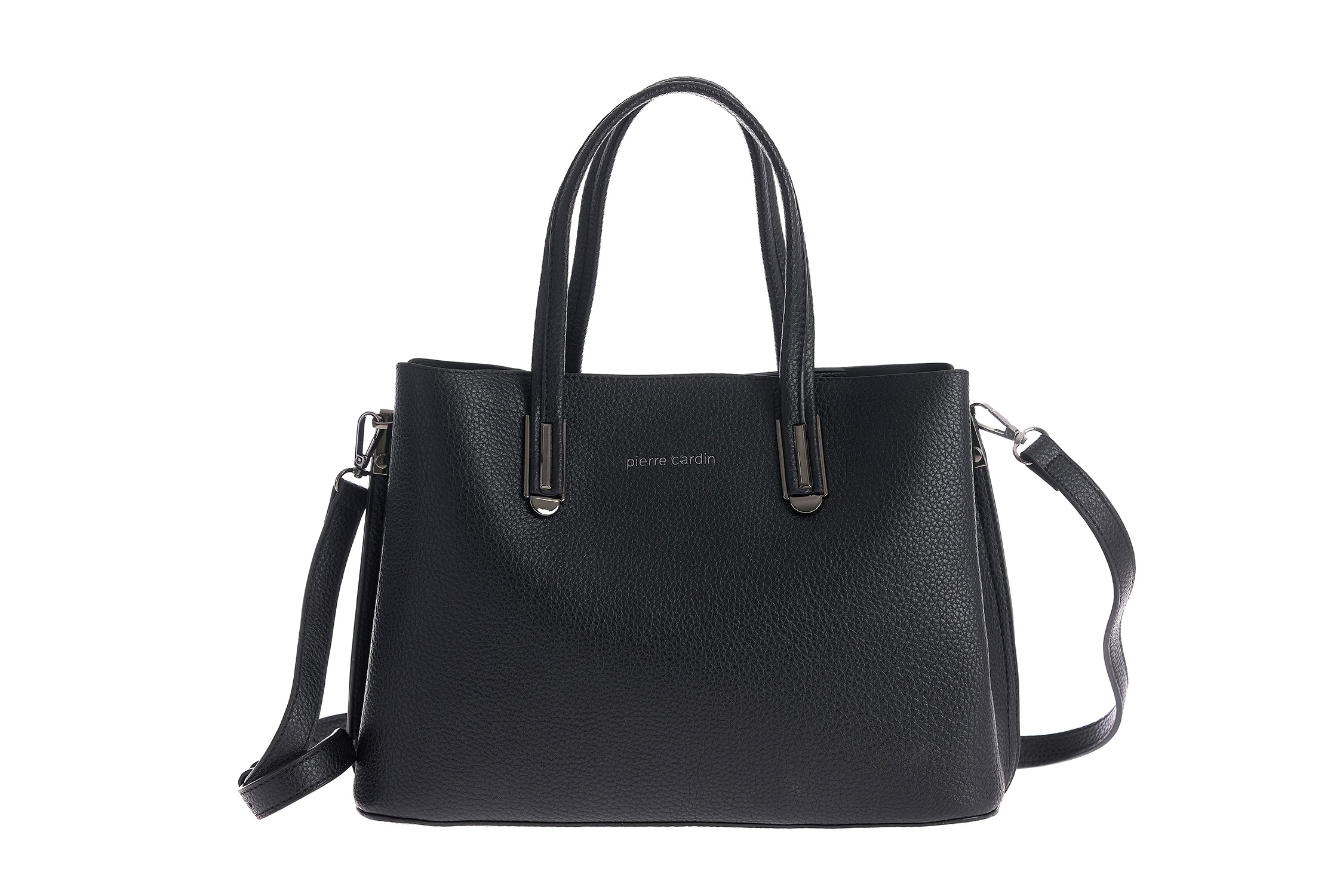 wx24-2518 black PIERRE CARDIN ECO-LEATHER HANDBAG WITH SHOULDER STRAP - WX24 2518 - Image 1