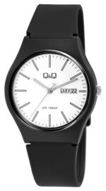 Q&Q Silicon Band Watch Black/White 10ATM (Men's/Kids') A212J001Y