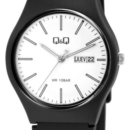 Q&Q Silicon Band Watch Black/White 10ATM (Men's/Kids') A212J001Y