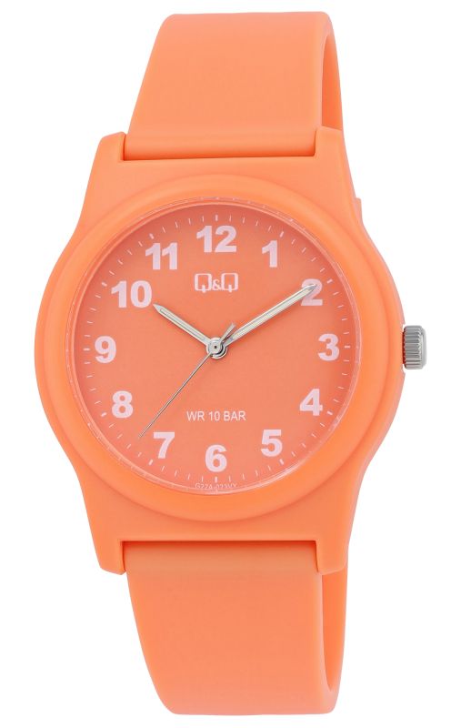 G22A-023VY-10,95 Q&Q Silicon Band Watch Orange 10ATM (Women's) G22A-023VY - Image 1