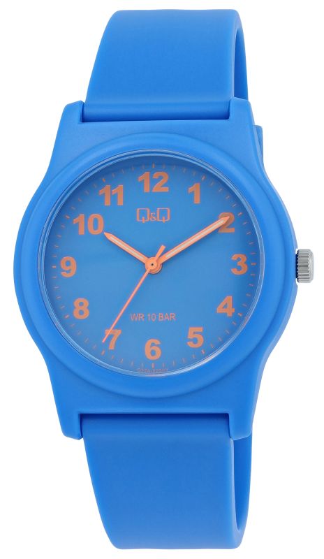 G22A-025VY-10,95 Q&Q Silicon Band Watch Blue/Orange 10ATM (Women's) G22A-025VY - Image 1