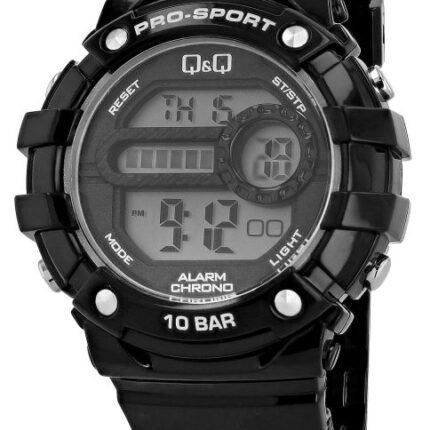 Q&Q Resin Band Digital Watch Black 10ATM (Unisex) M154J002Y