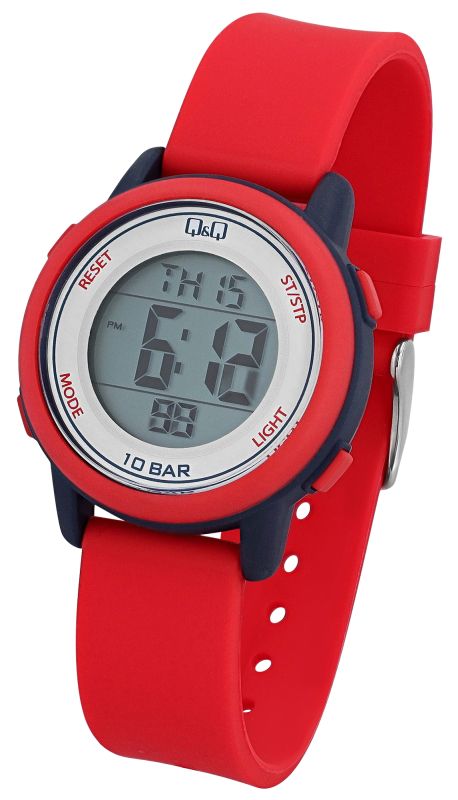 M208J002Y-16,95 Q&Q Red Resin Band Digital Watch 10ATM (Kids') M208J002Y - Image 1