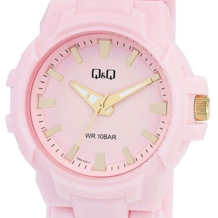 Q&Q Pink Resin Band Watch Gold Details 10ATM (Women's) V50A-002VY