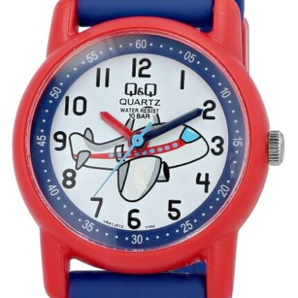 Q&Q "Airplane" Blue Resin Band Watch 10ATM (Kids') VR41J010Y