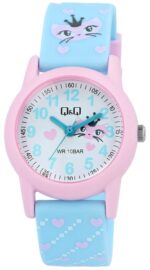 Q&Q "Cat/Heart" Resin Blue Band Watch 10ATM (Kids') VR99J007Y