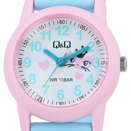 Q&Q "Cat/Heart" Resin Blue Band Watch 10ATM (Kids') VR99J007Y