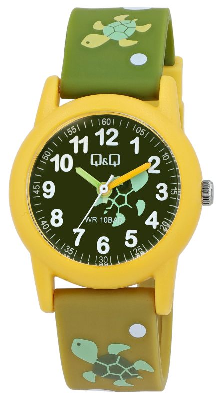 VR99J008Y Q&Q "Turtle" Resin Green Band Watch 10ATM (Kids') VR99J008Y - Image 1