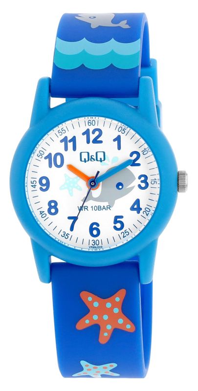VR99J009Y Q&Q "Whale" Resin Blue Band Watch 10ATM (Kids') VR99J009Y - Image 1