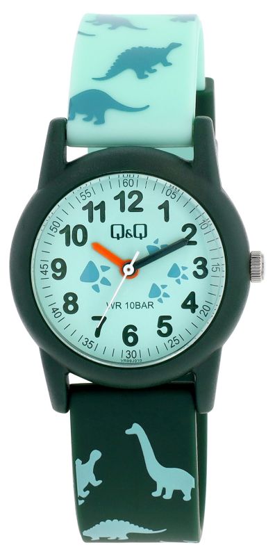 VR99J010Y Q&Q "Dinosaur" Resin Green Band Watch 10ATM (Kids') VR99J010Y - Image 1