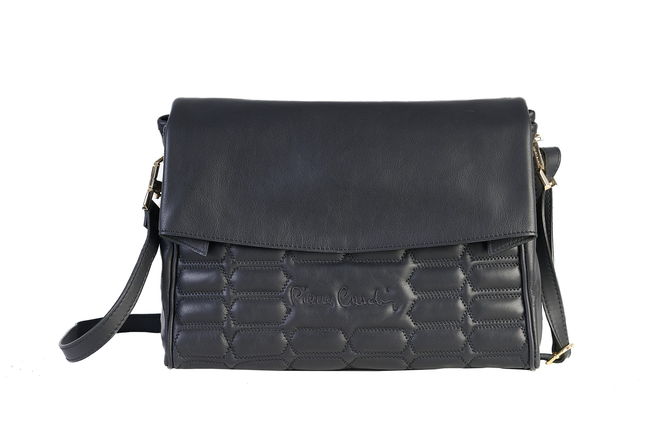13026-sauvage bl PIERRE CARDIN GENUINE LEATHER SHOULDER BAG - 13026 SAUVAGE - Image 1