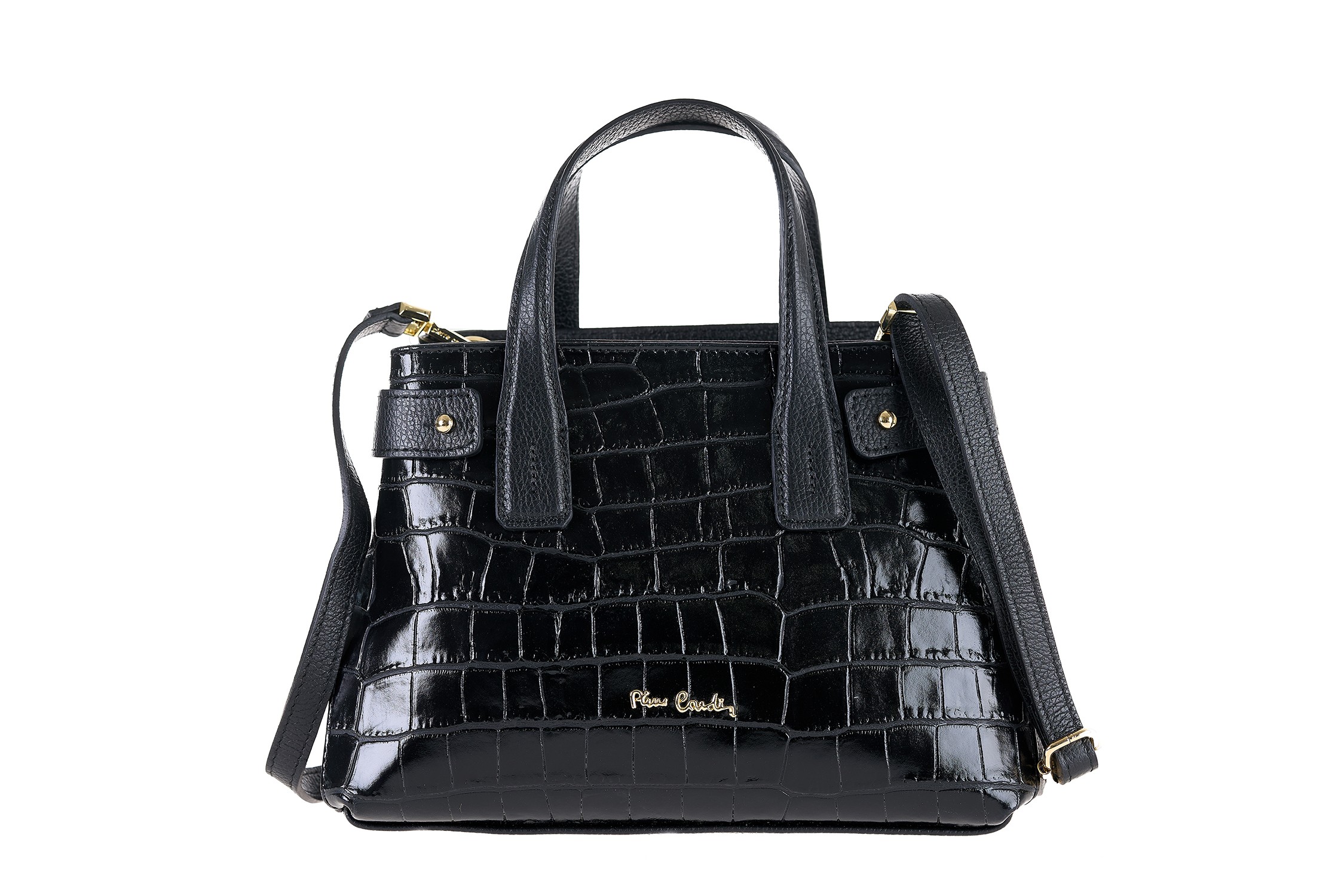 55099-croc bl PIERRE CARDIN GENUINE LEATHER HANDBAG - 55099 CROC - Image 1